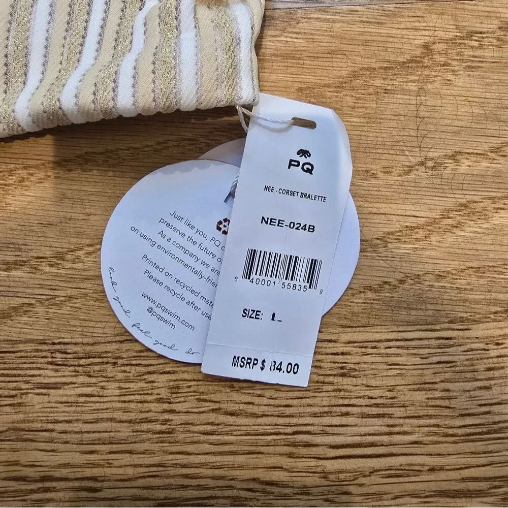 PQ Anthropologie New Earth Corset Bralette Bikini Top Sz Large
